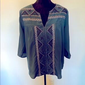 MM Couture Embroidered Green Women's Top Size XS NWT